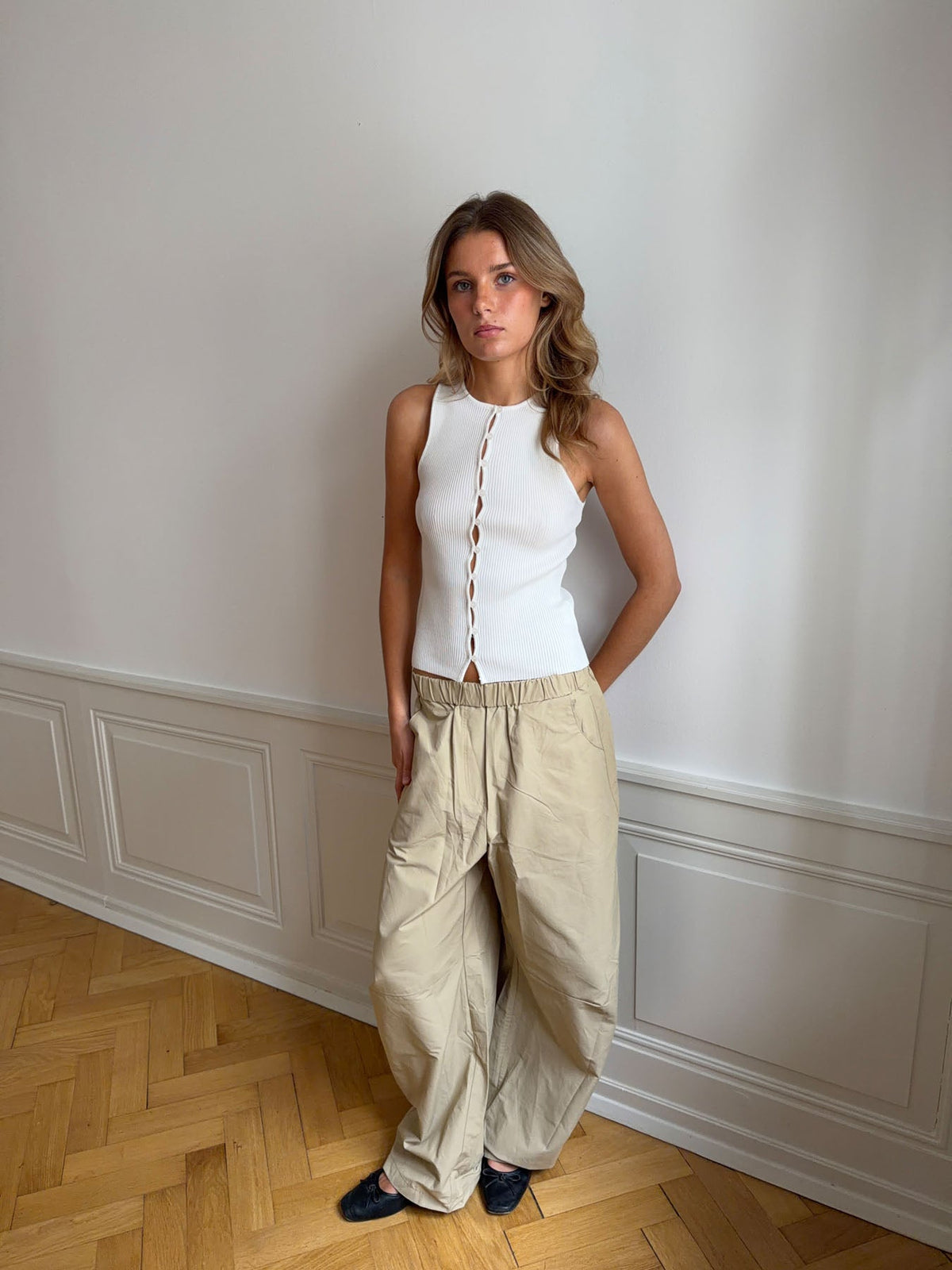 Lali top with buttons – White