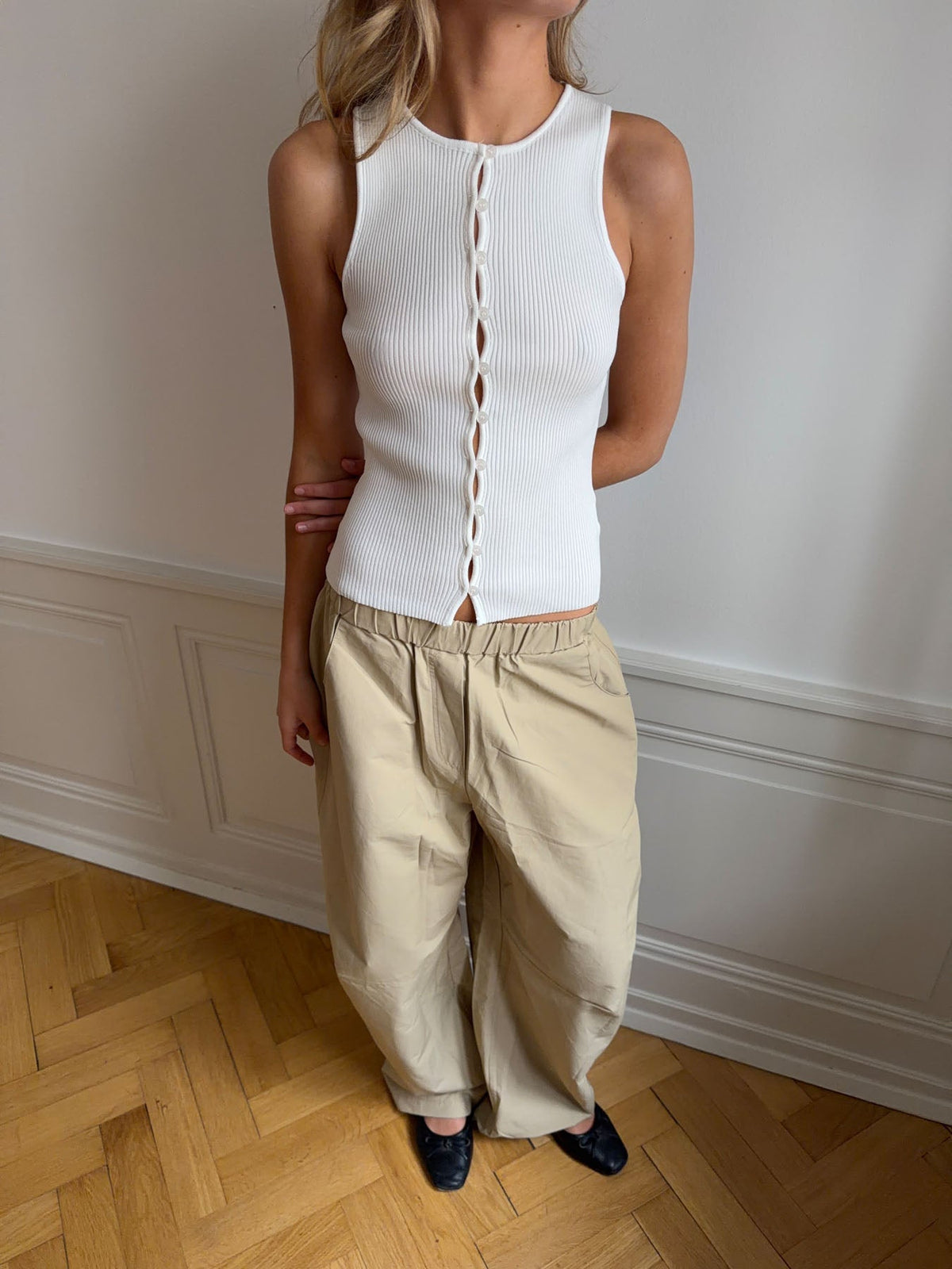 Lali top with buttons – White