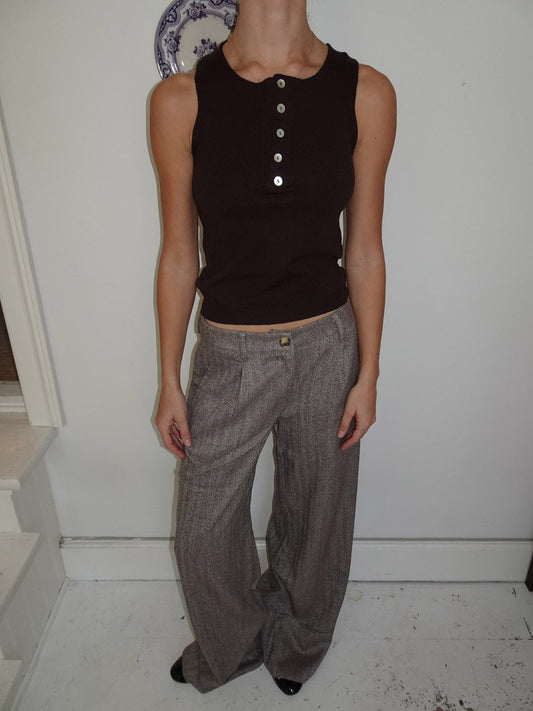 Dilly top with buttons  - Brown