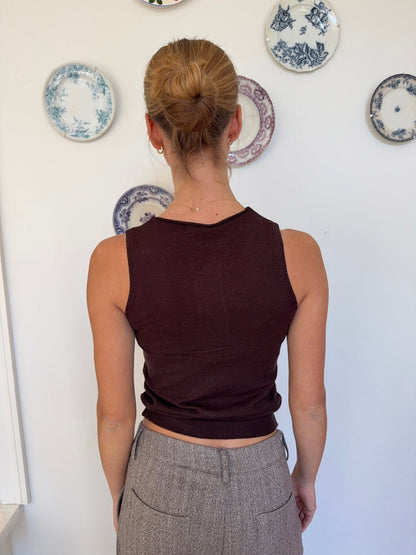 Dilly top with buttons  - Brown