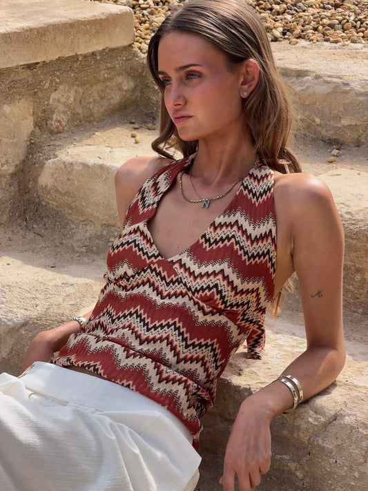 Zigga top with pattern - Orange/beige