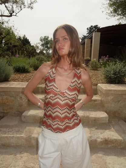 Zigga top with pattern - Orange/beige
