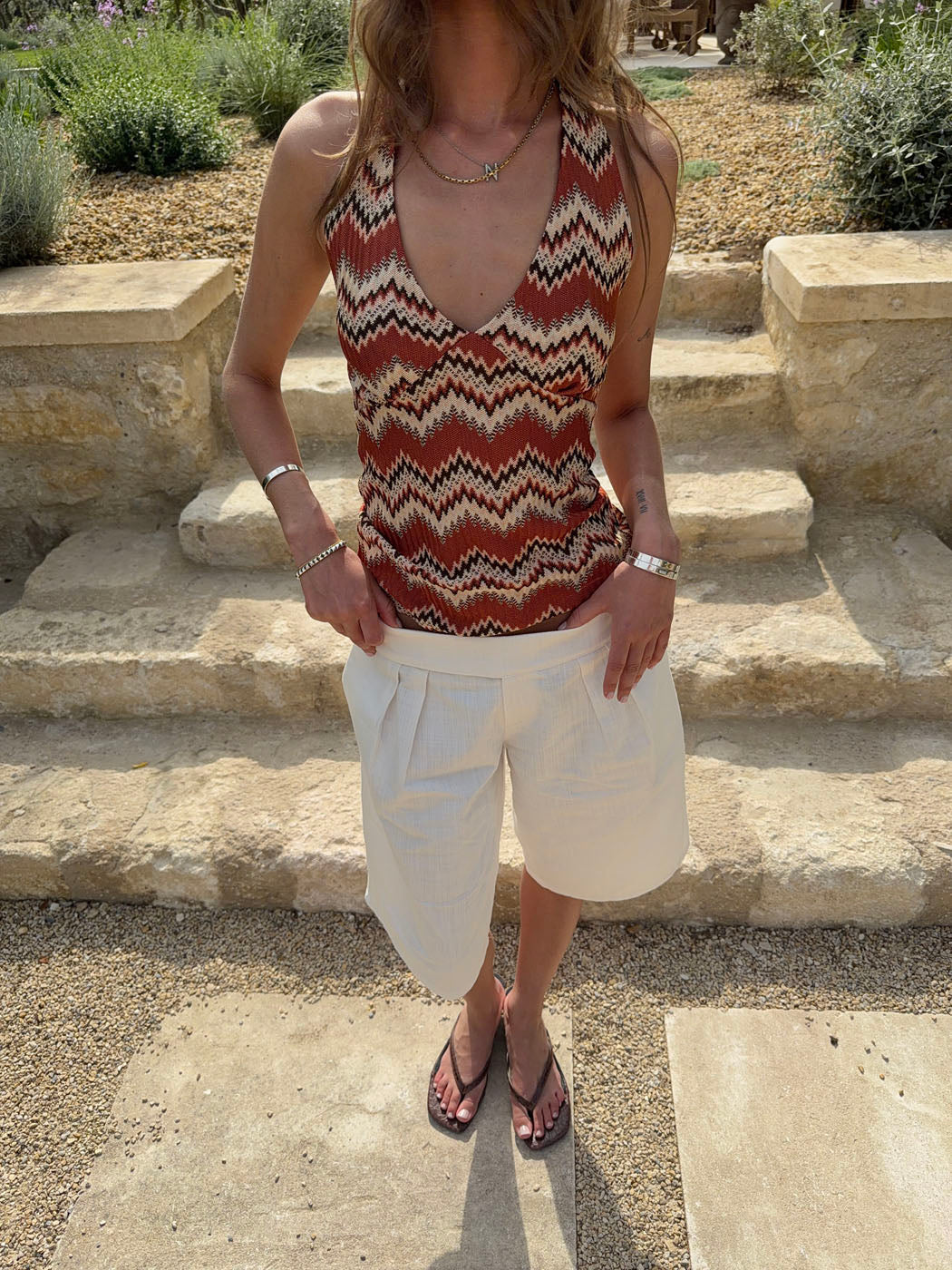 Zigga top with pattern - Orange/beige