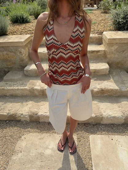 Zigga top with pattern - Orange/beige