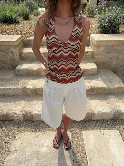 Zigga top with pattern - Orange/beige