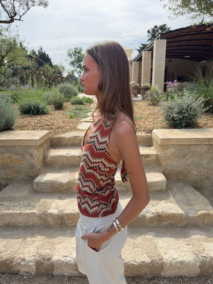 Zigga top with pattern - Orange/beige