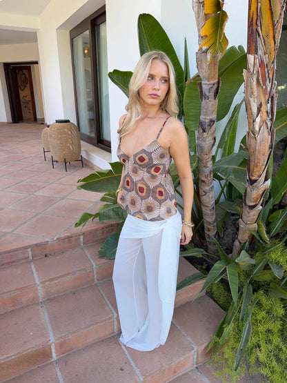 Novinia top with pattern – Beige/brown