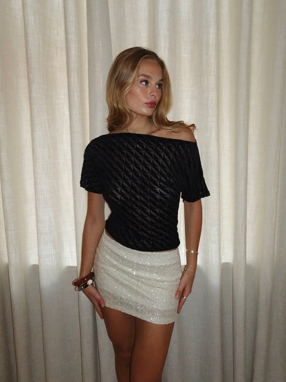 Florine fitted mesh t-shirt - Black