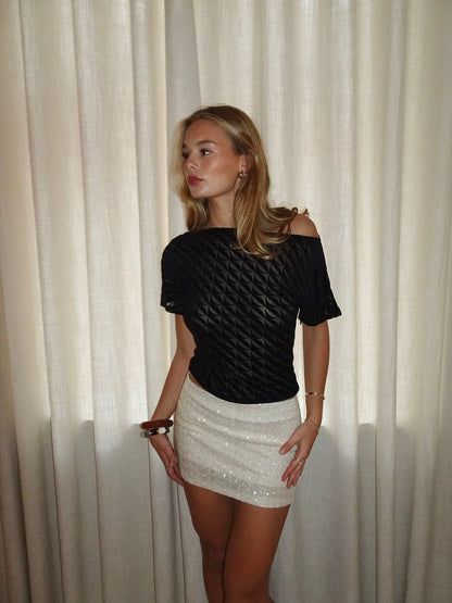Florine fitted mesh t-shirt - Black