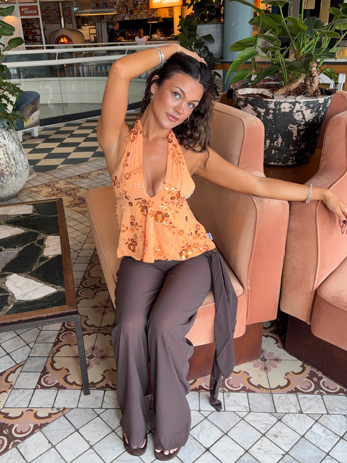 Lumi top with sequins - Orange
