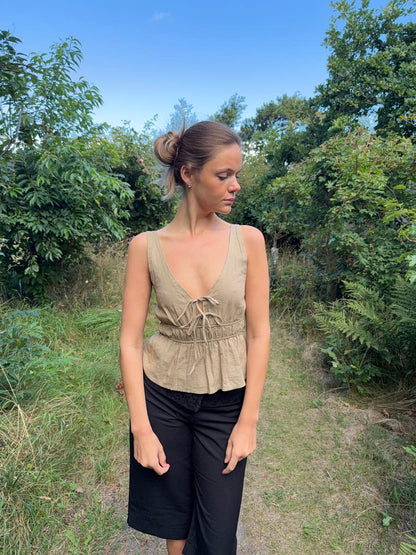 Kamela top with bows - Beige/brown