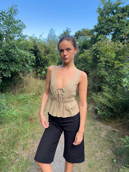 Kamela top with bows - Beige/brown