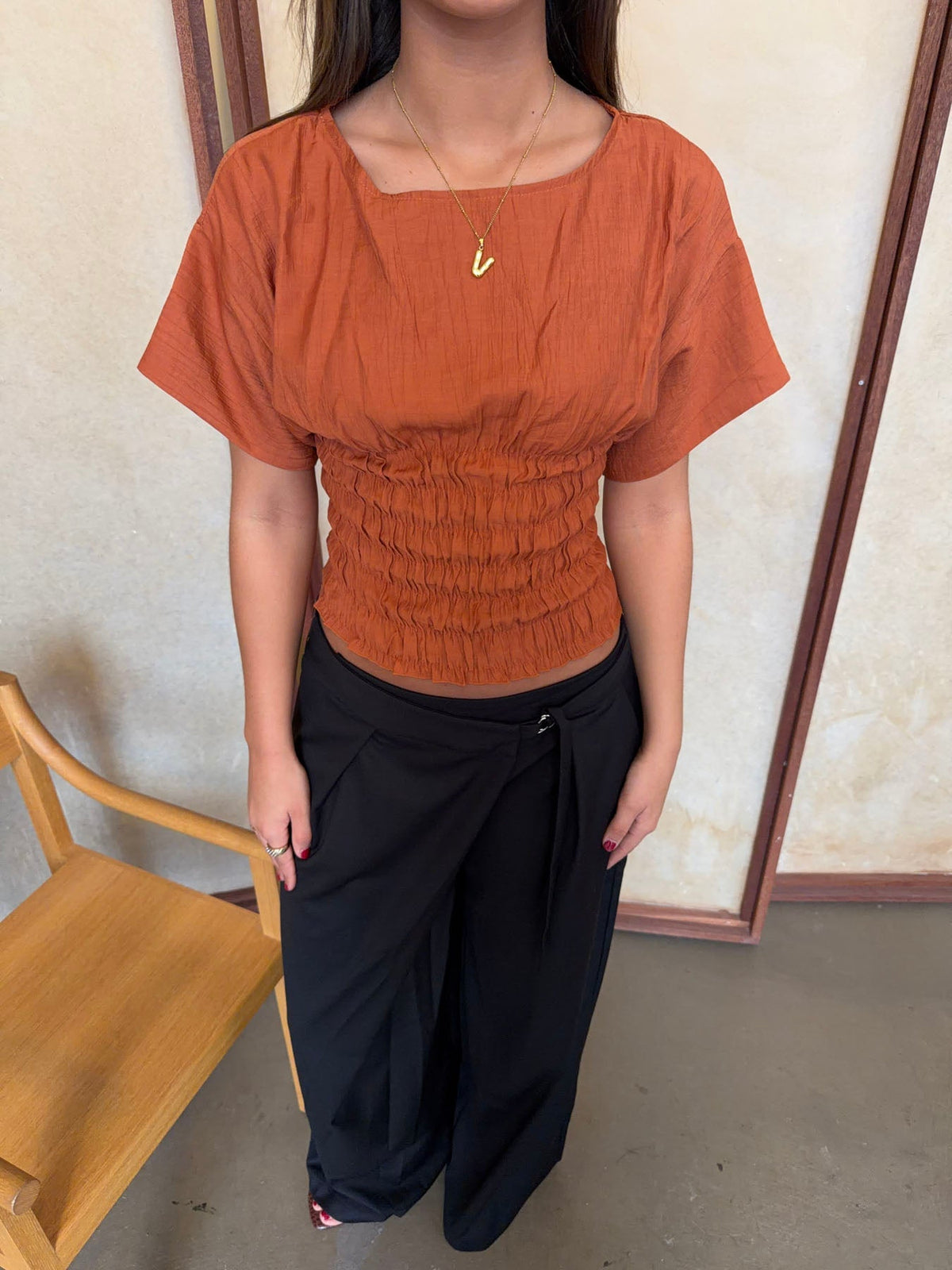 Sina top with smock – Orange