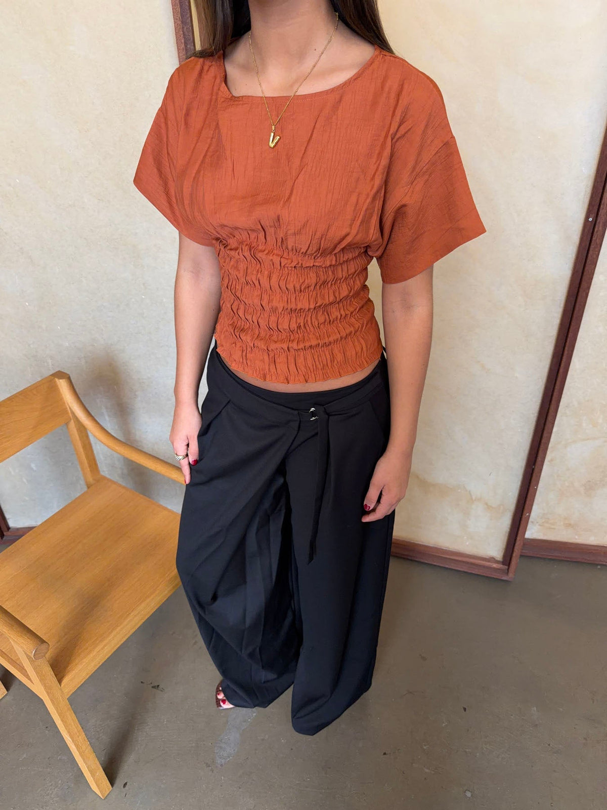 Sina top with smock – Orange