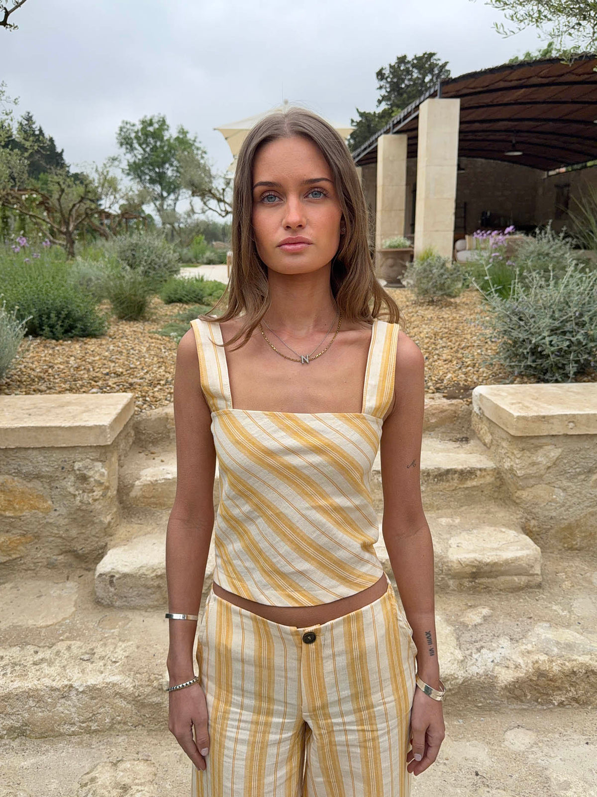 Hemna top with stripes - Yellow/white