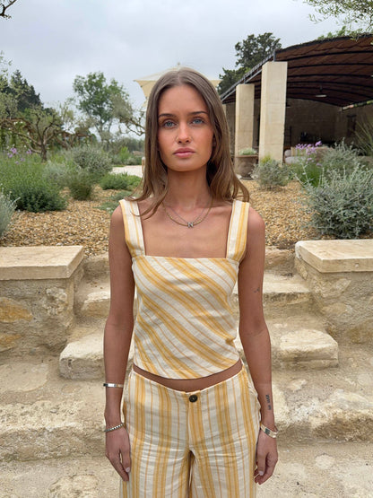 Hemna top with stripes - Yellow/white