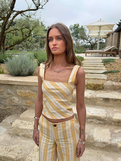 Hemna top with stripes - Yellow/white