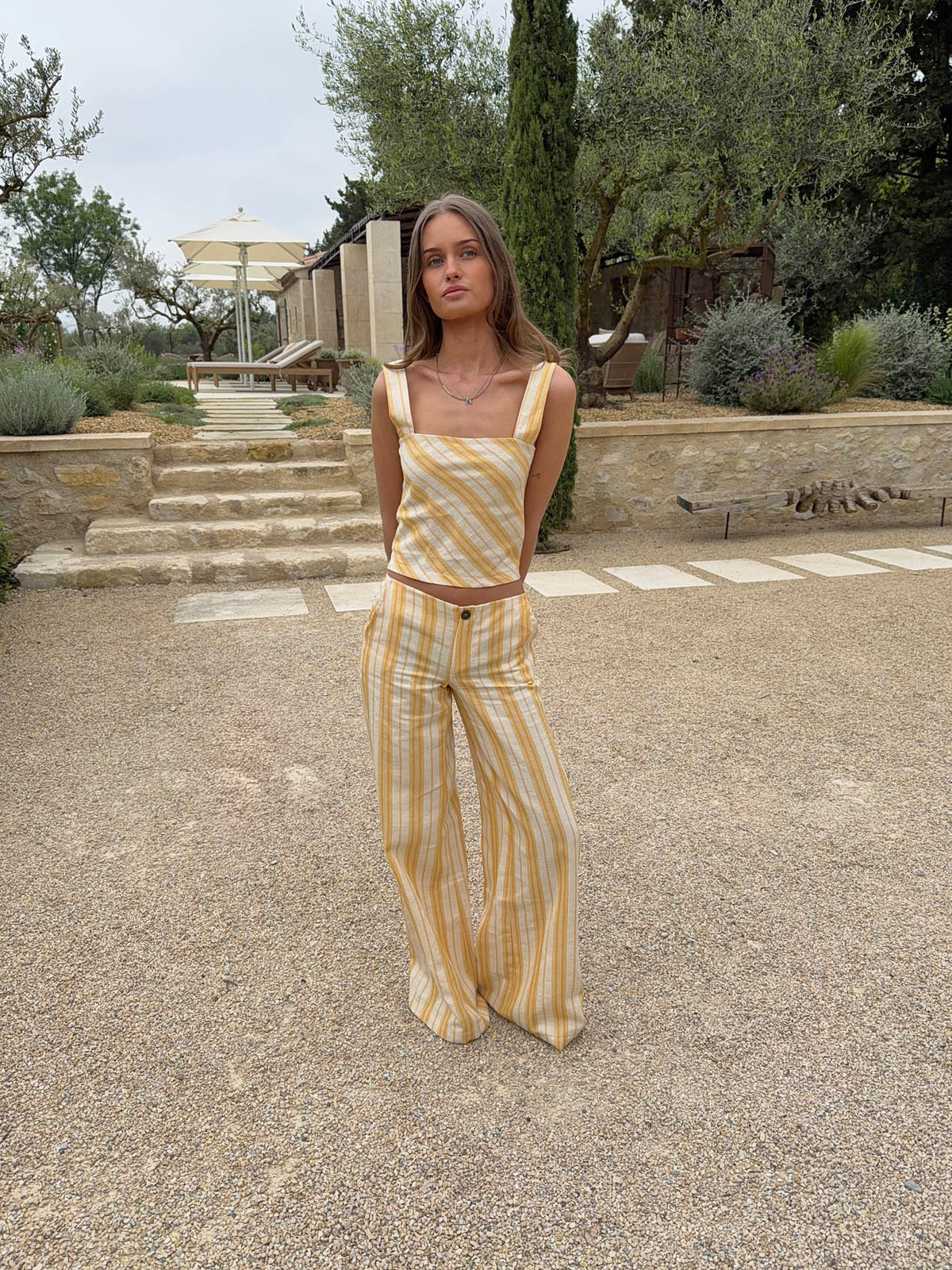 Hemna top with stripes - Yellow/white