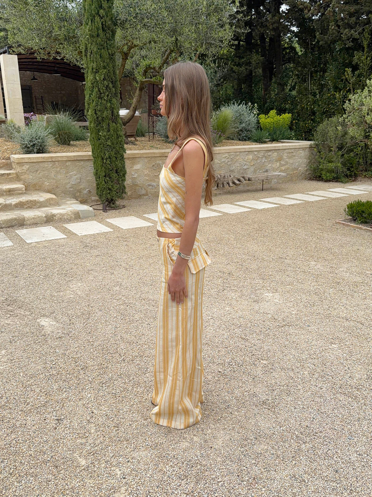 Hemna top with stripes - Yellow/white