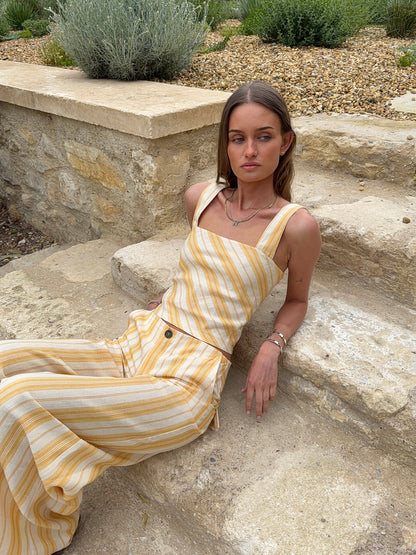 Hemna top with stripes - Yellow/white