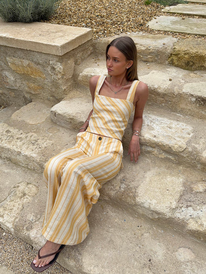 Hemna top with stripes - Yellow/white