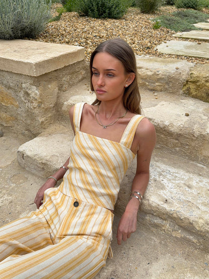 Hemna top with stripes - Yellow/white