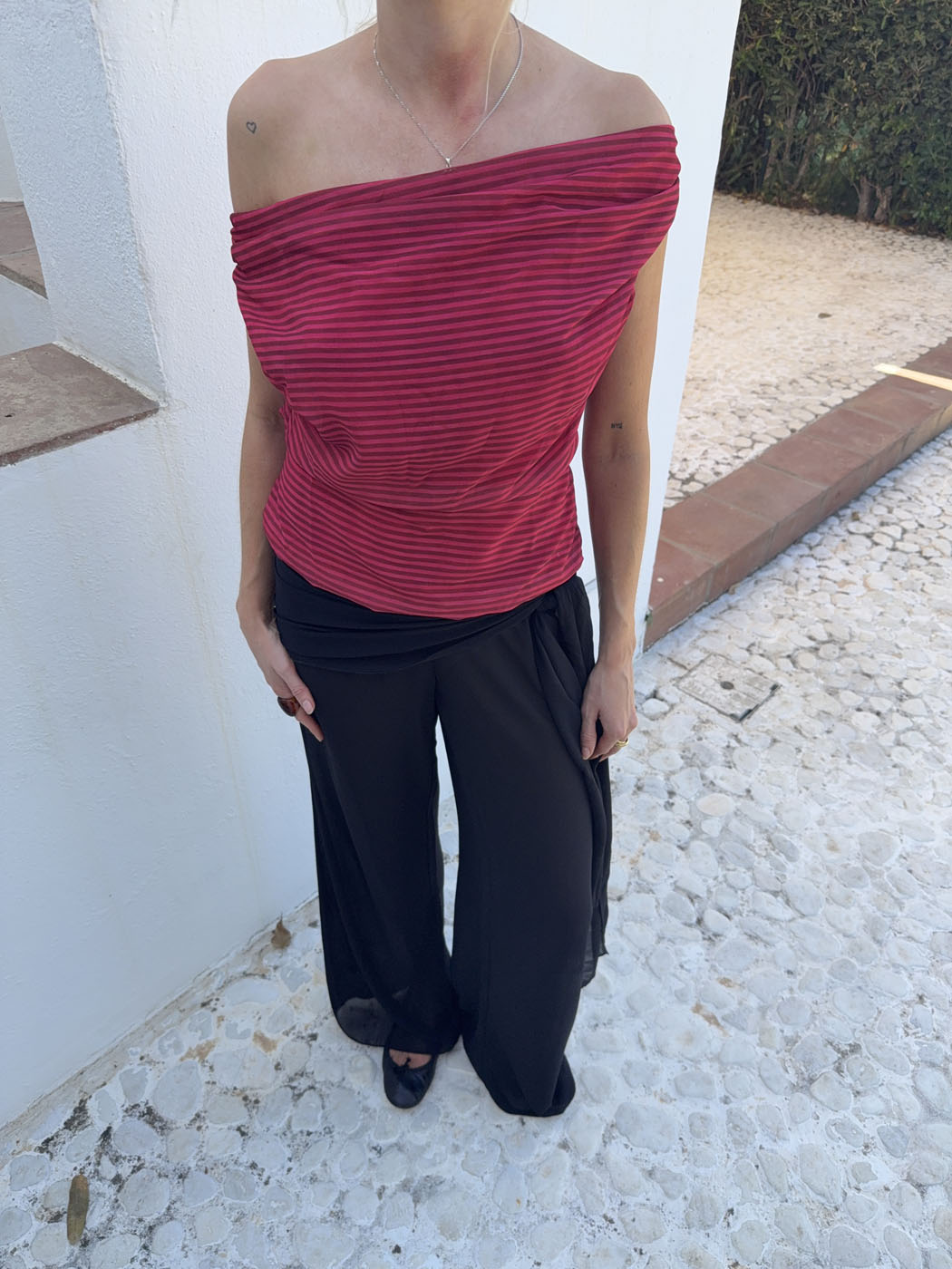 Lily top with stripes – Red/bordeaux