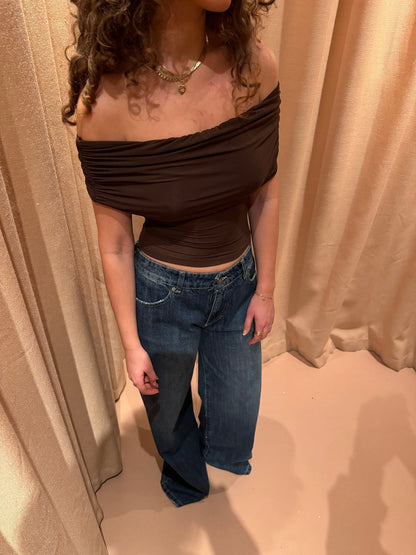 Celora off shoulder top - Brown