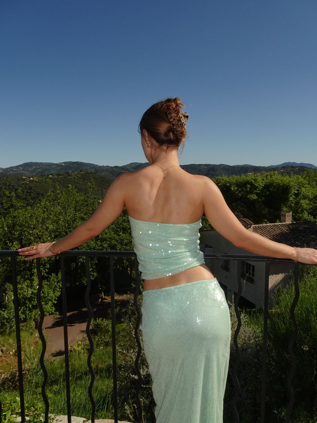 Ema tube top with sequins – Mint green
